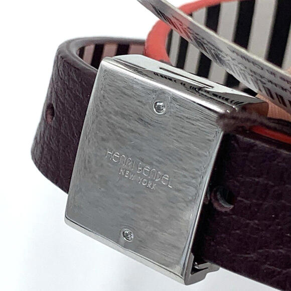 Henri Bendel Two Tone Red Brown Leather Wrap Bracelet Silver Tone Clasp - Picture 4 of 7